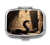 Python in Ancient Tomb - Pastillero organizador de pastillas de viaje con 2 compartimentos semanales con espejo, contenedor de medicamentos para un día, organizador de medicamentos para bolso