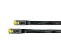 Python Series Ethernet LAN Cable de interconexión con Manguito Protector RNS y Nailon Trenzado Negro Negro 0,25 m
