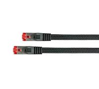 Python Series Ethernet LAN Cable de interconexión con Manguito Protector RNS y Nailon Trenzado Negro Negro 1,5 m