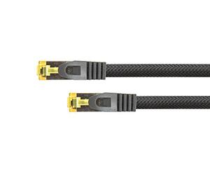 Python Series Ethernet LAN Cable de interconexión con Manguito Protector RNS y Nailon Trenzado Negro Negro 7,5 m