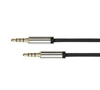 PYTHON Series Premium Audio AUX 3,5 mm Cable Jack de 4 Polos - 1 m - Conector de Metal Completo con 2 mm para Fundas Protectoras por Ambos Lados - Conectores Dorados - Conductor de Cobre - Malla