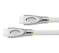 Python Series Premium - Cable de conexión HDMI de Alta Velocidad con Ethernet (4K2K, UHD, Ultra HD a 60 Hz, HDMI 2.0, Cable de Cobre, 3D, apantallamiento Triple, Nailon Trenzado, 2 m), Color Blanco
