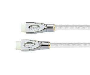 Python Series Premium - Cable de conexión HDMI de Alta Velocidad con Ethernet (4K2K, UHD, Ultra HD a 60 Hz, HDMI 2.0, Cable de Cobre, 3D, apantallamiento Triple, Nailon Trenzado, 1,5 m), Color Blanco