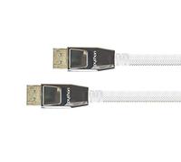 PYTHON Series Premium - Cable DisplayPort 1.2 (4 K a 60 Hz, UHD, Conectores Dorados, apantallamiento Triple, Trenzado de Nailon, 10 m), Color Blanco