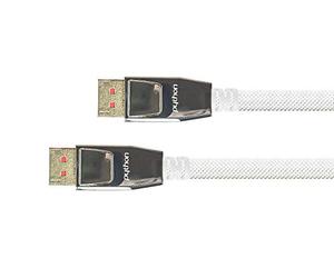 PYTHON Series Premium - Cable DisplayPort 1.4 (8K @ 60 Hz/4K @ 240 Hz, conector metálico con bloqueo, conectores dorados, triple apantallamiento, escalera de cobre, nailon trenzado, 5 m), color blanco