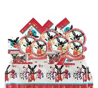 PYTRARTY 81 Piezas Vajilla Cumpleaños Bunny，Decoracion Bunny Cumpleaños，Servilletas, Platos de Papel, Vasos de Papel, Mantel, Perfecto para 20 Personas