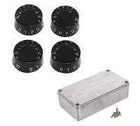 Pyugxab 1 caja de proyectos electrónicos de aluminio fundido a presión y 4 pomos para guitarra eléctrica, botones de control de tono de volumen y velocidad