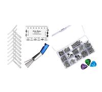 Pyugxab 1 juego de tornillos para guitarra eléctrica con 9 medidores de radio debajo de la cuerda + herramienta de calibre de regla de acción de cuerdas