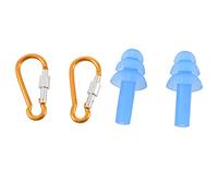 Pyugxab 1 par de tapones de silicona flexibles para los oídos de natación azul y 2 mosquetones de aluminio para viaje
