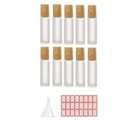 Pyugxab 10 Roll-On de 5 Ml, Pequeñas de Perfume para Embalaje de Cosméticos, Contenedor de Líquidos, Botella Roll-On para Viajes de Madera