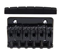 Pyugxab 2 accesorios de guitarra: 1 puente rígido de sillín (negro) y 1 tuerca superior inferior PT-5042-00 de 42 x 3 x 5,5 mm