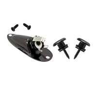 Pyugxab 2 correas de cabeza de para guitarra, correa de botones para guitarra acústica eléctrica, piezas de bajo, color negro y 1 enchufe de entrada de entrada de entrada de guitarra estilo