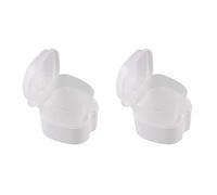 Pyugxab 2 fundas blancas para prótesis, vasos para prótesis con colador, caja de almacenamiento para dientes falsos con soporte de para viajes