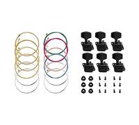 Pyugxab 2 juegos de 6 cuerdas de acero de repuesto para guitarra con 6 clavijas de afinación de cuerda, cabezales de máquina, afinadores