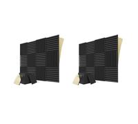 Pyugxab 24 paneles acústicos autoadhesivos, 1 x 30,5 x 30,5 cm, placas de espuma insonorizadas para estudio de música, sala de juegos, dormitorio (negro)