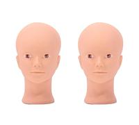 Pyugxab 2X Cabeza de Entrenamiento de Práctica de Extensión de Pestañas de Belleza para Maquillaje Cosmetología Cabeza de Maniquí de Maniquí de Silicona Suave con Orificio de Montaje