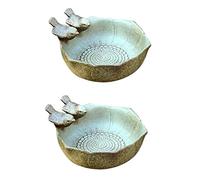 Pyugxab 2X PáJaros de Cerámica Baños Decoración de JardíN Comedero para PáJaros Acuario de Cerámica Acabado Retro Comedero