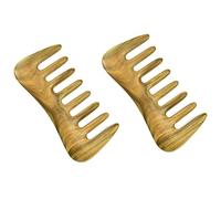 Pyugxab 2X Peine de Pelo de Dientes Anchos - Peine de Madera Natural para Cabello Rizado - No Estático Peine de Madera de Sándalo para Desenredar