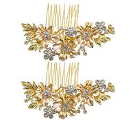 Pyugxab 2X Peine Nupcial de La Boda Peine de Imitacion de Cristal de La Vendimia Joyeria del Baile de Graduacion Patron de Flores de Accesorios para El Cabello Mujeres