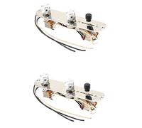 Pyugxab 2X Perillas de Interruptor de ArnéS de Placa de Control Precableadas Cargadas con Cable de 3 VíAs Cromadas para Tele Piezas de Guitarra