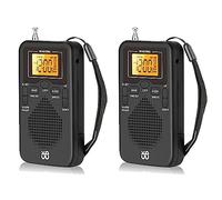 Pyugxab 2X Radio Portátil Mini Am FM Radio Meteorológica Radio de Bolsillo Pantalla LCD Reloj Despertador Digital Reproductor de Radio