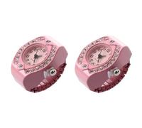 Pyugxab 2X Reloj de Anillo de Color Rosado de Aleacion de Cuarzo de Bolso de Dedo de Diamante Dial