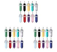 Pyugxab 30 Piezas Colgantes de Cristal Curativo Fabricación de Joyas Piedras Preciosas Naturales Una Granel Amatista Obsidiana Cuarzo Rosa Cornalina