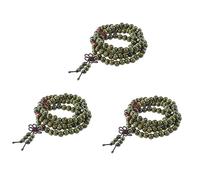 Pyugxab 3X Collar Estirable Budista Sandalo Rosario Color Verde Oliva 29 Pulgada