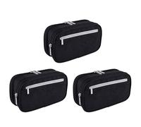 Pyugxab 3X Estuche para LáPices,para LáPices Bolso para BolíGrafo Soporte de Viaje CosméTico Bolsa de Maquillaje Bolsa de Cable Bolsa para Estudiantes de Escuela Adultos de Oficina, Negro