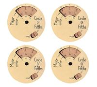 Pyugxab 4 Ruedas de CíRculo de, Rueda de Acordes de Madera para Aprendizaje de Guitarra, Herramienta de MelodíA de Madera de Rueda de Acordes de CíRculo de