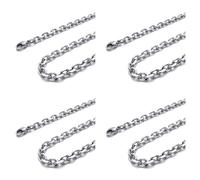 Pyugxab 4X Cadena de Joyeria de Hombres y Mujeres, Collar de Acero Inoxidable, Plata - Anchura 3mm - Longitud 70cm