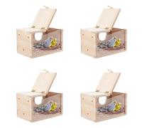 Pyugxab 4X Caja para Periquitos, Casa para PáJaros Transparente para Jaula, Caja de CríA de Madera para Loros, Periquitos, CacatúAs, Agapornis