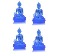 Pyugxab 4X Estatua de Buda de la Medicina Tibetana, Escultura de Buda de Resina TranslúCida, DecoracióN de MeditacióN, DecoracióN Espiritual Coleccionable, Azul