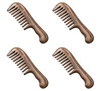 Pyugxab 4X Peine de Dientes Anchos de SáNdalo Peine de Madera de Dientes Gruesos PortáTil de Pelo Rizado Herramienta de Masaje Capilar Gruesa