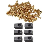 Pyugxab 50 piezas de tornillos de guitarra y bajo, para golpeador, dorado y 6 piezas de guitarra trémolo puente abrazadera de sillín de bloqueo a presión, bloque de metal