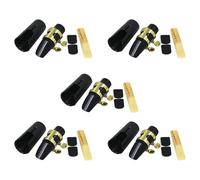 Pyugxab 5X Plastico Saxofon Boquilla con Metal Cap Hebilla Boquilla Parches Almohadillas Negro