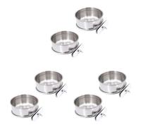 Pyugxab 6 Piezas Jaula para PáJaro Dispensador de Agua Alimento para Alimento para Loro para Comedero Contenedor para Comida de PáJaro de Acero Inoxidable Contenedor