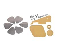 Pyugxab 6 púas de guitarra de acero inoxidable y 1 juego de tapas de interruptor de cavidad de golpeador amarillas, tornillos de soporte de placa selectora de