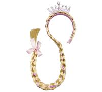 Pyugxab B Pelucas de Vestir de Princesa, Diademas de Peluca Trenzada Larga de Princesa para NiñAs Cosplay Tocado de Princesa Tocado Rosa