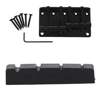 Pyugxab Black XL 4-Str Slot Bass Nut PT-1200-00 y puente rígido de 4 cuerdas estilo vintage para actualización de carga superior de bajo jazz de precisión, color negro