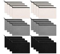 Pyugxab Bolsas de maquillaje de lona con cremallera, estuche para lápices, bolsas de manualidades, bolsa de cosméticos para viajes, manualidades, escuela, , gris y negro