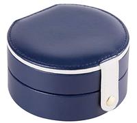 Pyugxab Caja de almacenamiento ovalada con espejo de maquillaje, regalo para mujer, piel sintética, organizador de joyas de viaje, cinco colores, azul oscuro