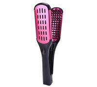 Pyugxab Cepillo de cerdas de de doble cara con pinza antiestática para alisar el cabello, peine de férula para el cabello, color rojo rosa