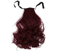 Pyugxab Clip de de caballo larga de pelo color rizado cuerpo ondulado extensiones de pelo fibra alta temperatura rojo vino
