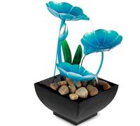Pyugxab Fuente de mesa para meditación, fuente de agua, flores, mini cascada, decoración de fuente de sonido, relajación, adorno de