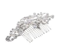 Pyugxab Las mujeres de plata Rhinestone nupcial boda flores perlas diadema pelo clip peine
