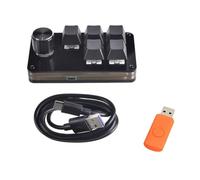 Pyugxab Mini teclado de 5 teclas, 1 perilla para jugadores, teclado programable, personalización en caliente, teclado mecánico, teclado macro, color negro