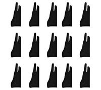 Pyugxab Paquete de 15 Guantes de Artista para Tableta Guante de Dibujo Digital Guante de Rechazo de Palma Gruesa Con Dos Dedos para Almohadilla Gráfica (S)