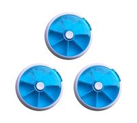 Pyugxab Pastillero, dispensador de píldoras de 7 días, pastillero redondo, mini forma circular de 7 días, estilo giratorio, color azul