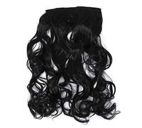 Pyugxab Peluca de pelo grueso ondulado rizado sintético clip negro 73 cm